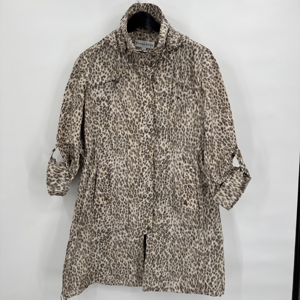 Pendleton Women's Animal Print Rain Jacket With Detachable Hood Size‎ Large